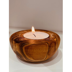 Bougeoir en bois d'olivier,...