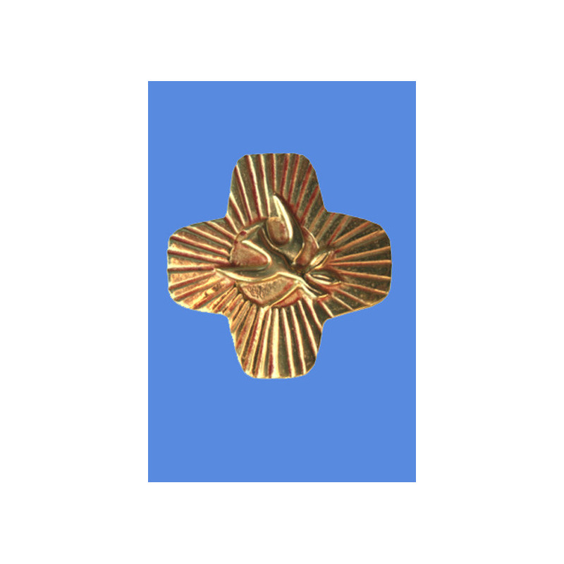 Croix en bronze, colombe, carrée, dorée, Partant