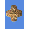 Croix en bronze, colombe, carrée, dorée, Partant
