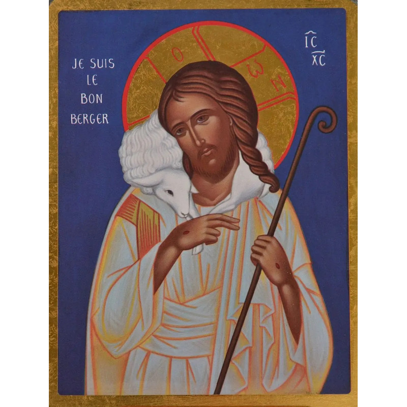 Icône dorée à la feuille,  Le Bon Berger, Les Clémences