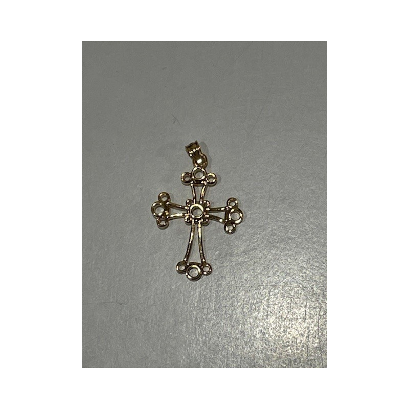 Pendentif croix Chaldéenne en plaqué or, 2 cm