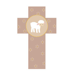 Croix Agneau beige rosé et...