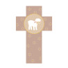 Croix Agneau beige rosé et dorée, 12 x 7 cm, La ronde des Couleurs