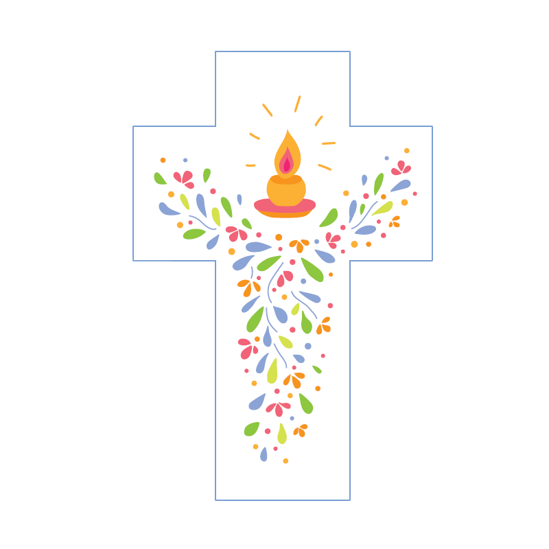 Croix en bois blanche louange avec Bougie 15x10 cm, La Ronde des Couleurs