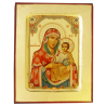 Icône dorée incurvée Vierge de Jérusalem rouge, 10x13cm