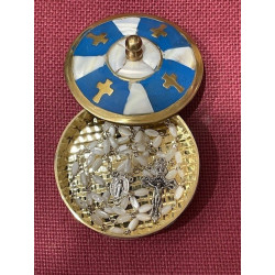 Chapelet Christ grains ovales en nacre et métal argenté, Partant