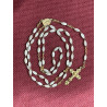 Chapelet Christ, grains ovales en nacre et métal doré, Partant