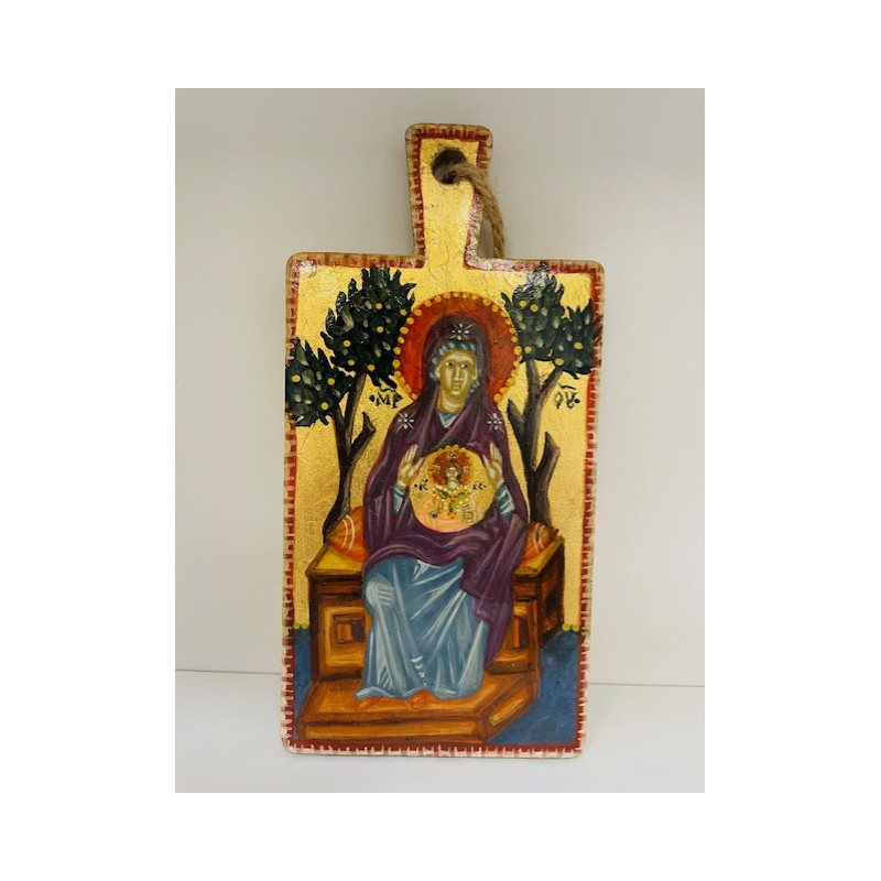 Icône Vierge à l'enfant sur planche, écrite à la main, Roumanie
