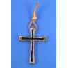 Croix murale en bronze d'art,  bleue,  6.5 cm de haut, Partant