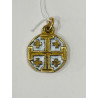 Pendentif d'art, Croix de Jérusalem blanche en bronze émaillé, 2 cm, les Tailleurs d'Images