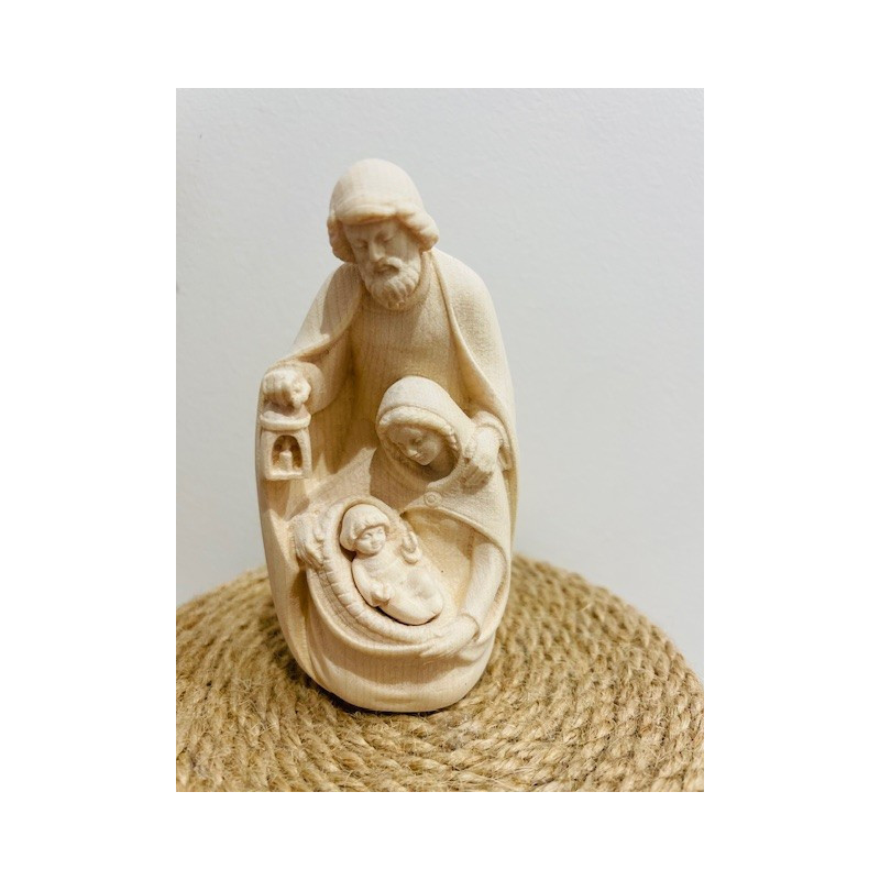 Sainte famille en bois naturel, 9.5 cm de hauteur, La Commanderie